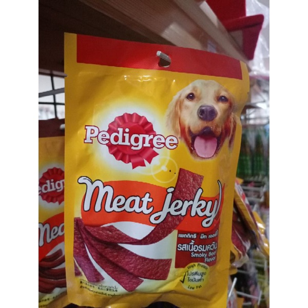 Pedigree Meat jerky 80gr smoky beef flavour cemilan anjing