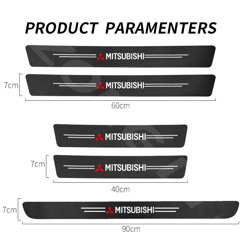 Stiker Strip Pelindung Pintu Mobil Bahan Carbon Fiber Untuk Mitsubishi Xpander Mirage Lancer Pajero Kuda Outlander