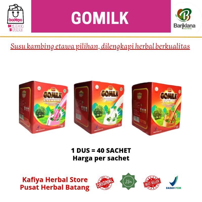 GOMILK SACHET / GOMILK SUSU KAMBING ETAWA plus Herbal daun kelor