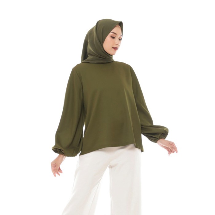 Atasan Wanita Lune Hijau  Baju Muslim Casual Blouse Hijab