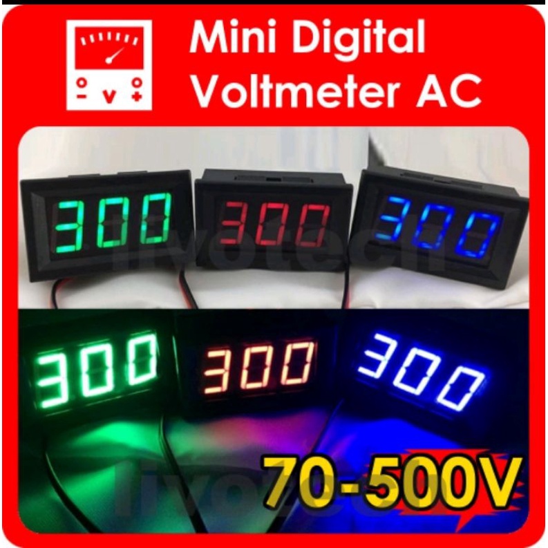 Voltmeter Volt Meter AC PLN Mini Tegangan 70-500V 2 Wire Digital