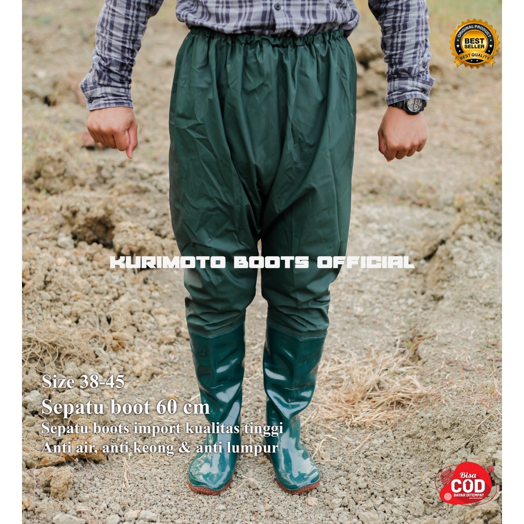 SEPATU BOOT KARET PETANI SAWAH  TERNAK MANCING 55CM CELANA SEPATU BOOTS 110 CM ANTI LUMPUR