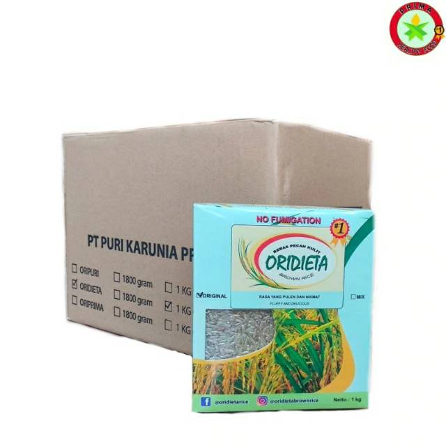 

1 karton (9dus) Oridieta Brown Rice 1Kg