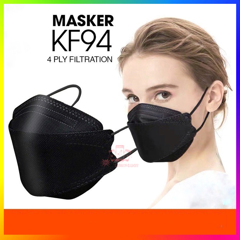 Masker KF94 Black Masker Korea 4Ply Earloop Hitam KF 94 Masker KF94 Putih 4 Lapis 10PCS Masker KF94 White Masker KF94 Dewasa