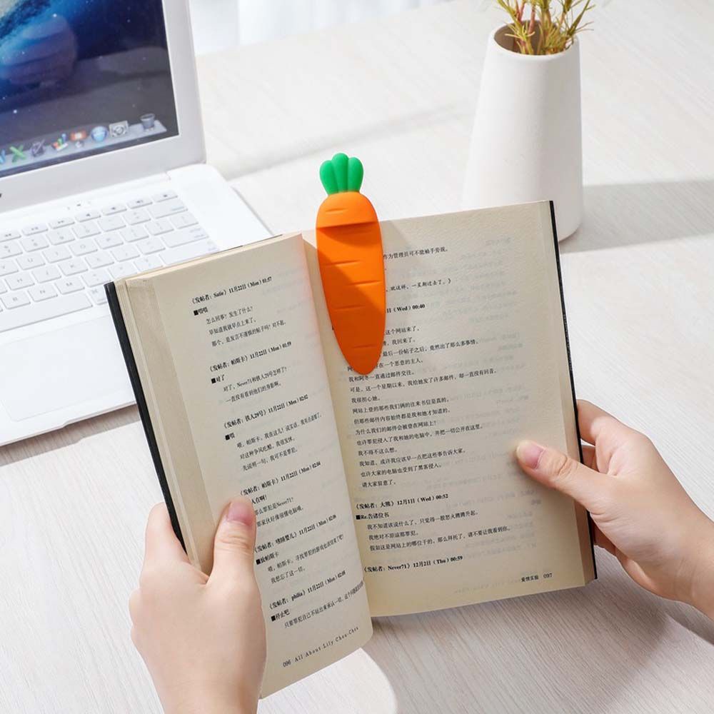 ELEGANT Creative 3D Stereo Book Marks Cute Office Stationery Carrot Bookmark Gift DIY Silicone Kawaii Cartoon Children School Supplies/Multicolor