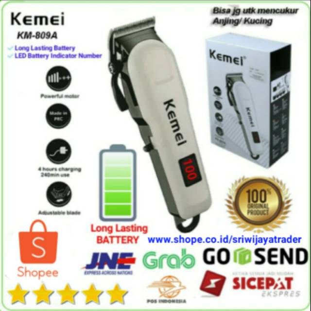 Alat Cukur / Mesin Pencukur Rambut Hair Clipper KM-809A / KM809A Casan Cordless Recharge Baterai