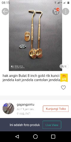 Hak Angin Bulat 8 Inch Gold Rtk Kunci Jendela Kait Jendela Cantolan Jendela Cengkal Penyangga