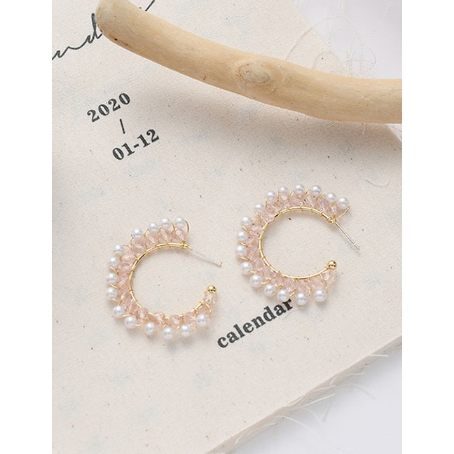 LRC Anting Tusuk Fashion White Silver Needle Woven Crystal K15910
