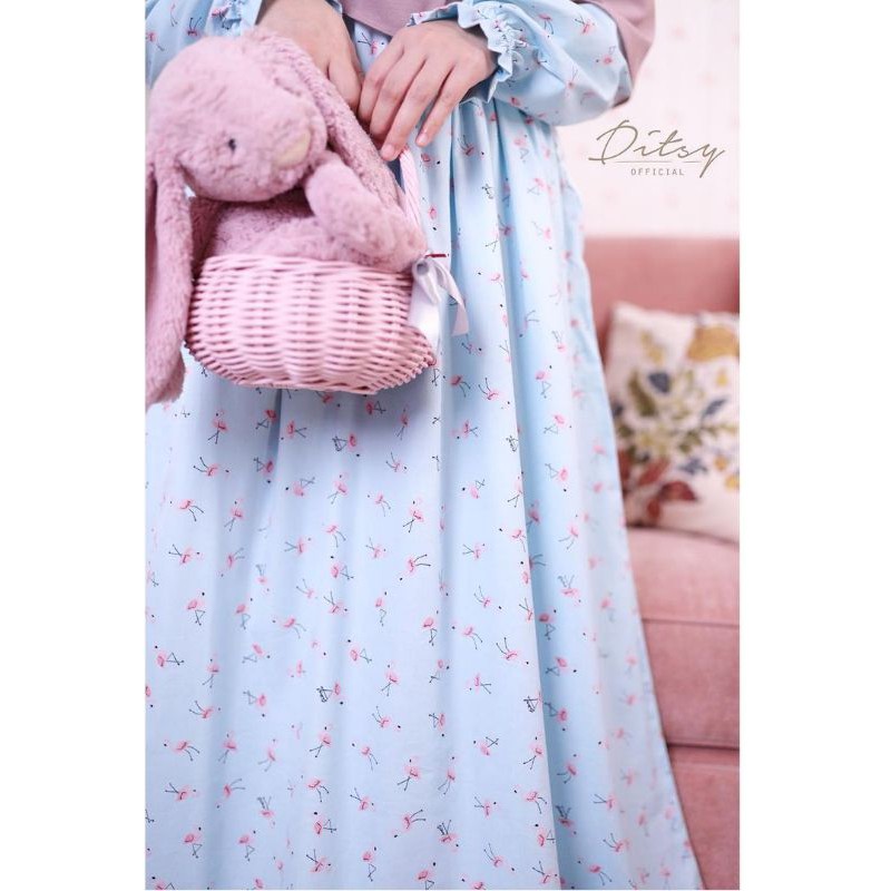 Ditsy Desember Flamingo Cyan Jumbo