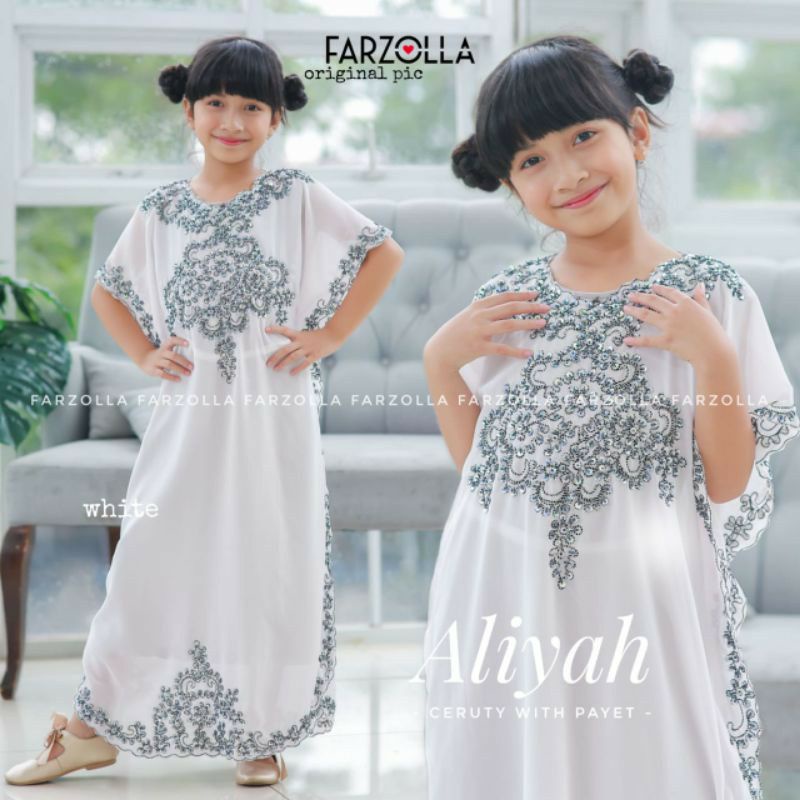 ALIYAH KAFTAN ANAK USIA 6 7 8 9 10 11 TAHUN / Kaftan Anak motif payet / Kaftan Gemini Anak Gemini Ki