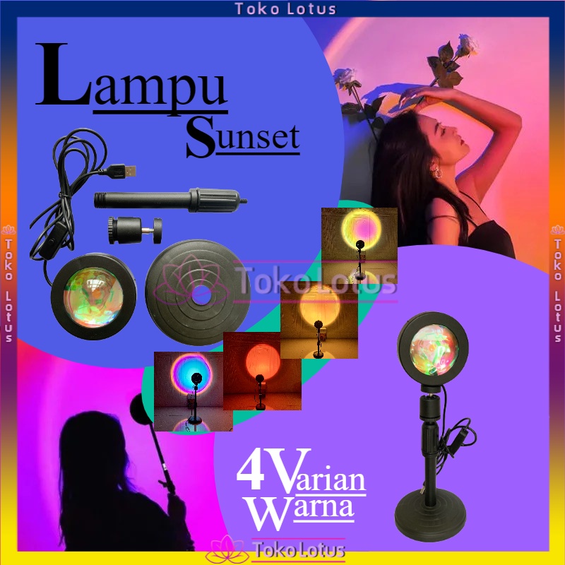 Lampu Tidur Proyektor Led sunset lamp Motif Rainbow SunsetRD Sunset Sun Untuk foto aetetic model