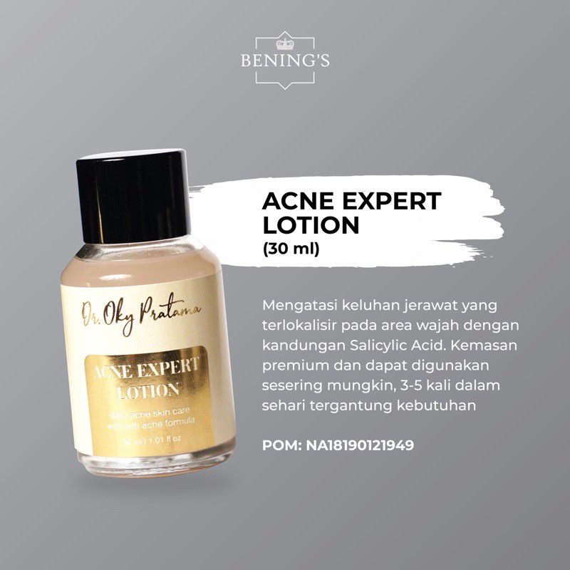 BENING'S SKINCARE PAKET EXLUSIVE/PAKET BRIGHTENING/PAKET ACNE ORIGINAL BY DR. OKY PRATAMA-ACNE EXPERT LOTION