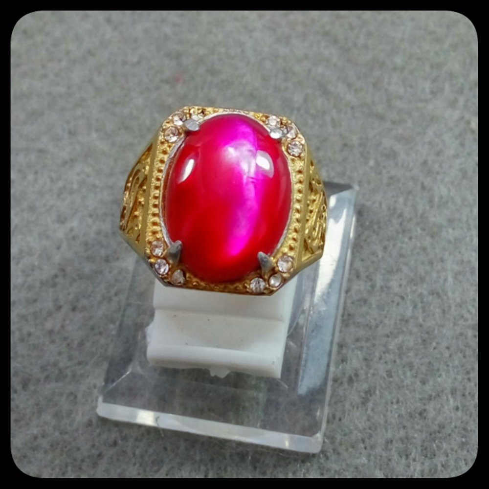 CINCIN RED RUBY INDONESIA FOSIL KERANG MUTIARA SIZE KANTORAN HQ