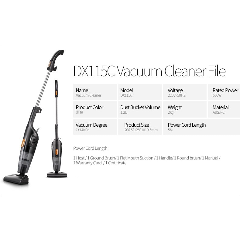 Deerma DX115C Portable Handheld Vacuum Cleaner Household Silent Strong