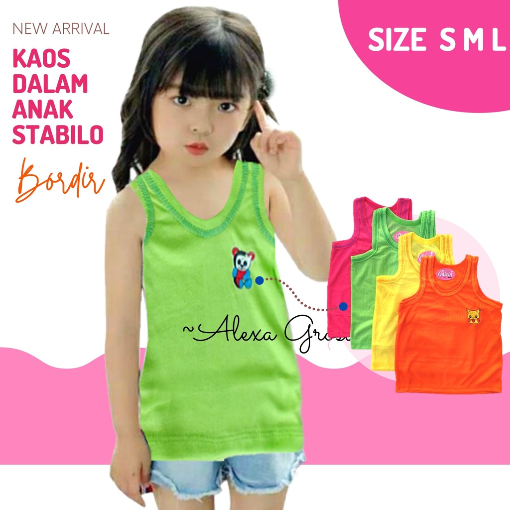 KAOS DALAM ANAK BORDIR WARNA STABILO BORDIR GAIXIN SIZE S M L -ALEXA