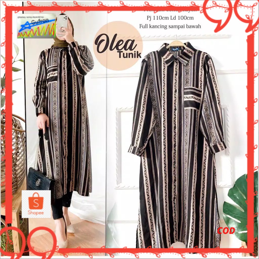 osela chati long tunik motif viscose free belt