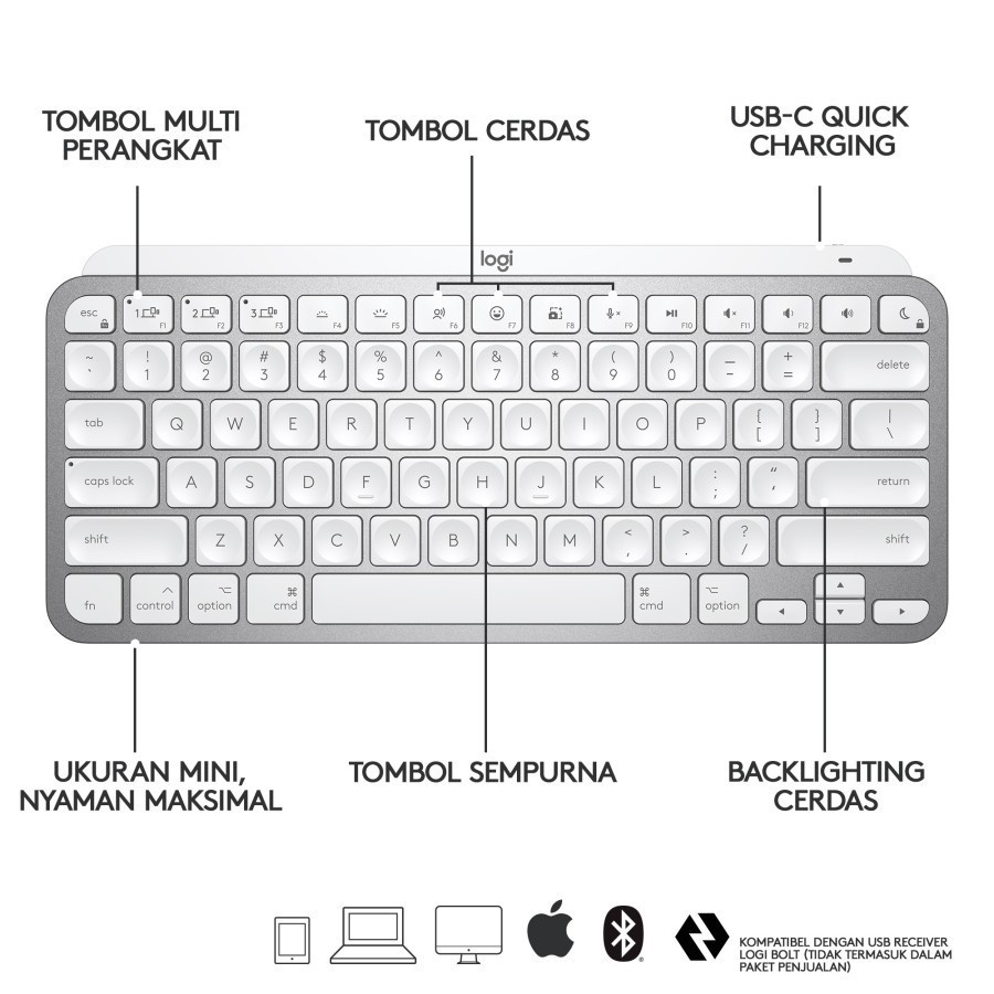 Keyboard Logitech MX Keys MINI Wireless &amp; Bluetooth MacOs