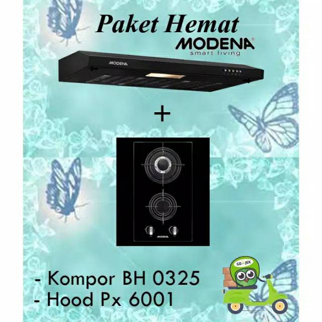 Paket Kompor Tanam dan Cooker Hood Modena BH 0325 dan Cookerhood PX 6001