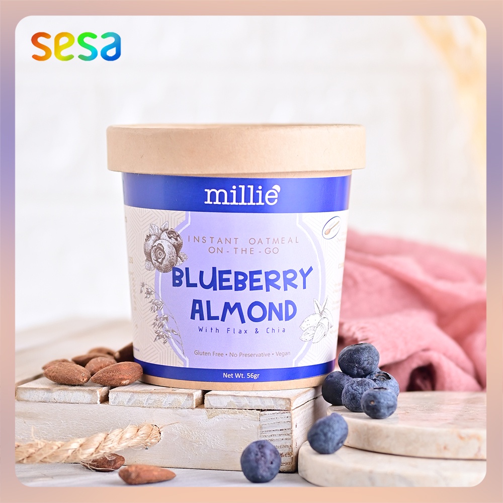 

MILIE Instant Oatmeal Blueberry Almond 56gr - Makanan Sarapan Instan Almon