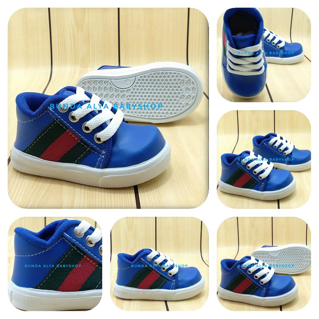 Sepatu Anak Laki Laki Alas Karet Usia 1 Tahunan Size 22 - 23 BIRU - Sepatu Anak Cowok Sneakers Anti Licin SALE