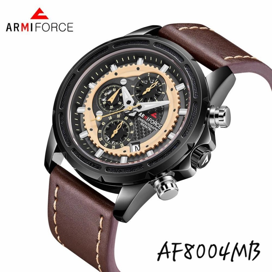 Jam Tangan Pria ArmyForce 8004 Original Chronograph Tali Kulit