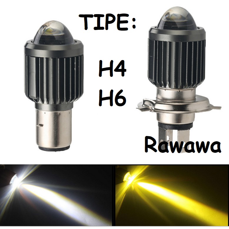 Lampu LED LASER Utama Motor Mobil D2 H4 H6 HS1 BA20D 2 Warna Putih Kuning AC DC bohlam bulb high low