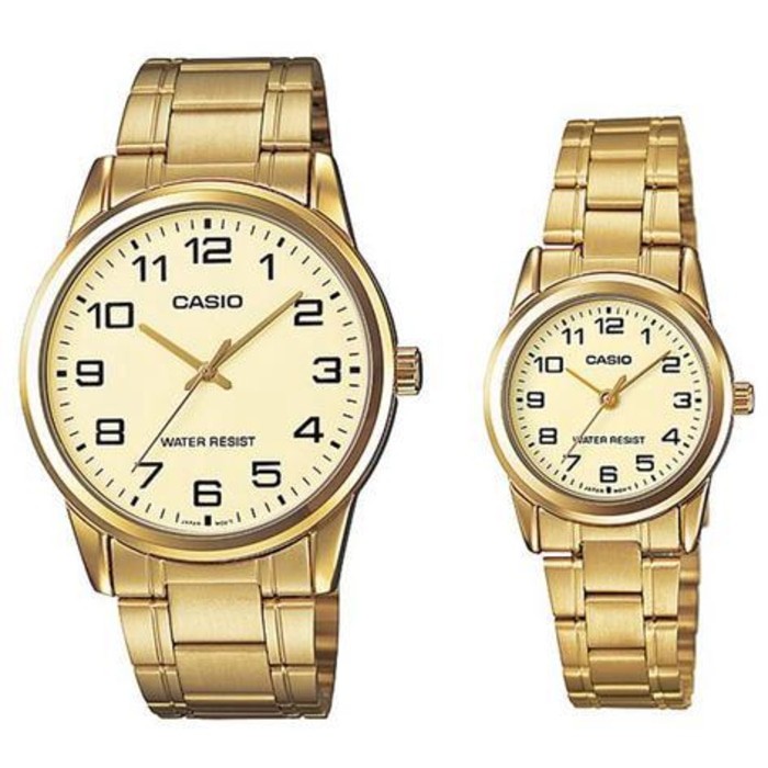 Best Seller Termurah  Jam Tangan Casio Couple Casio Original V001G-9B Rantai Gold