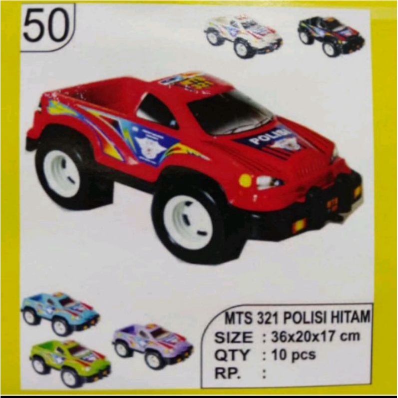 mainan mobil polisi bak mts 321/322 warna / mainan mobil pick up roda hitam Mts 321/322 H