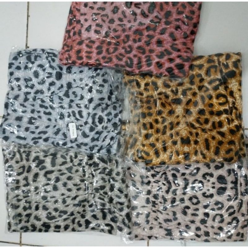 dress mano panjang dress motif leopard wanita dewasa simpel