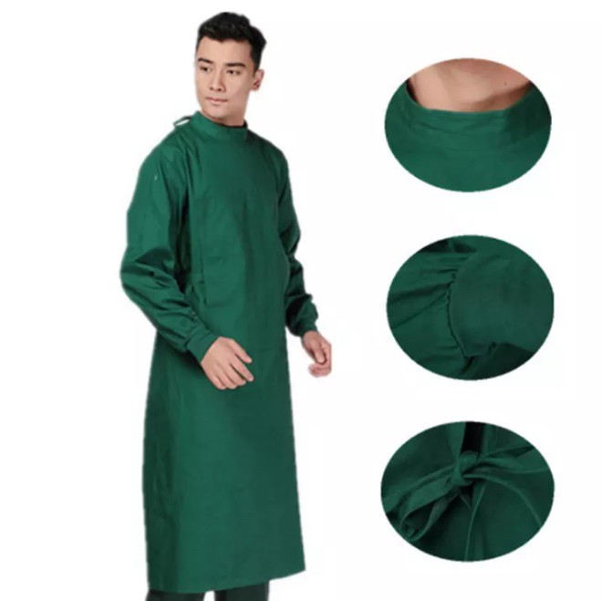 FREE POUCH  Jubah Operasi DRILL Dewasa Baju Operasi Surguical Gown Jubah Dokter