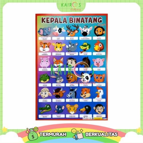 Poster Belajar Anak Kepala Binatang