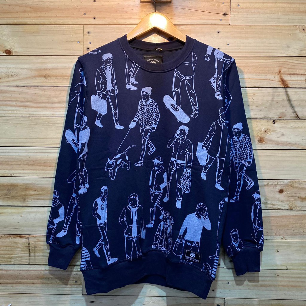 Sweater Pria Deas Off White Beludru Panas Musim Gugur Berkerudung Dingin Remaja Memakai Versi-Motif 8
