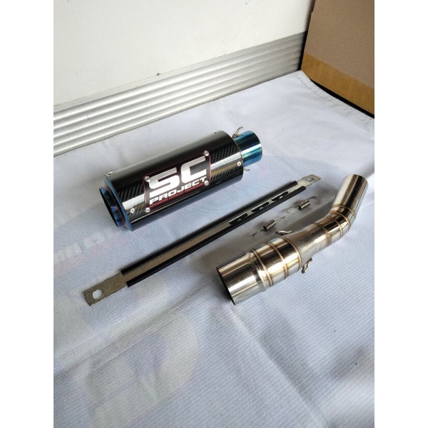 Knalpot Racing SC Project Blue Carbon Slip On Ninja 250 R25 CBR150R Cb 150R CBR K45 Lokal CBR 250RR