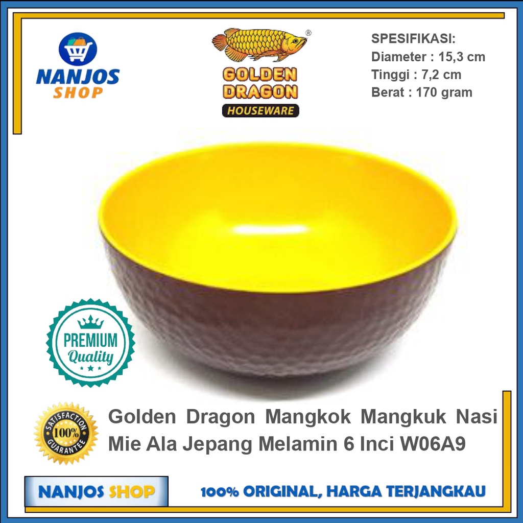 Golden Dragon Mangkok Mangkuk Nasi Mie Ala Jepang Melamin 6 Inci W06A9