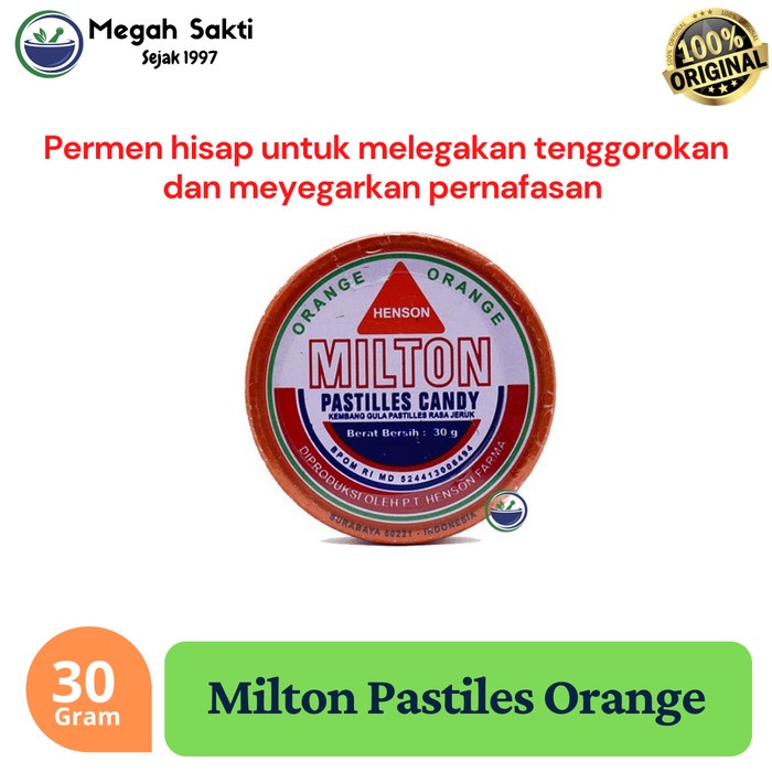 

Milton Pastiles 30 Gram - Permen Pelega Tengggorokan Rasa Orange