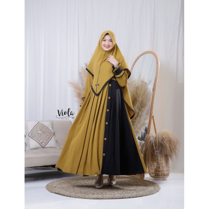 Mauza set syar'i / viola hijab / gamis itycrepe set / gamis set hijab