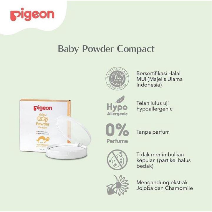 Pigeon Baby Powder Compact Refill + Puff bedak