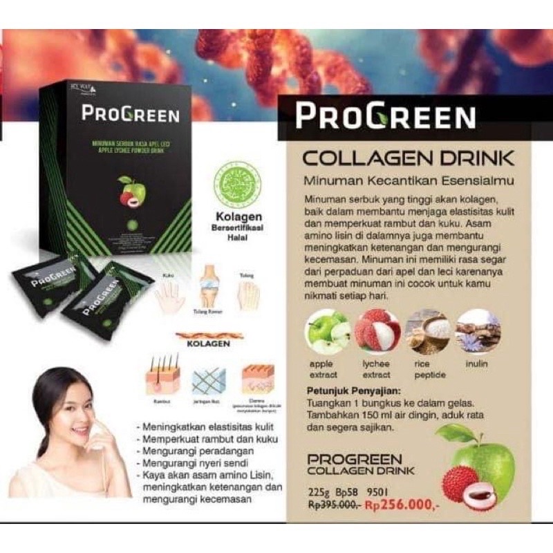 my way ProGreen Collagen rasa Leci apel / memutihkan kulit / menutrisi kulit / mencerahkan kulit / anti aging / awet muda