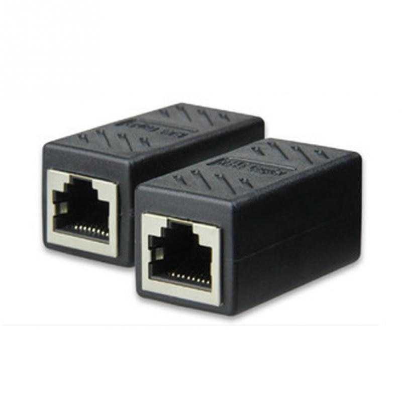 RJ45 Female to Female Cat6 Network LAN Extension Adapter Connector [Hitam]