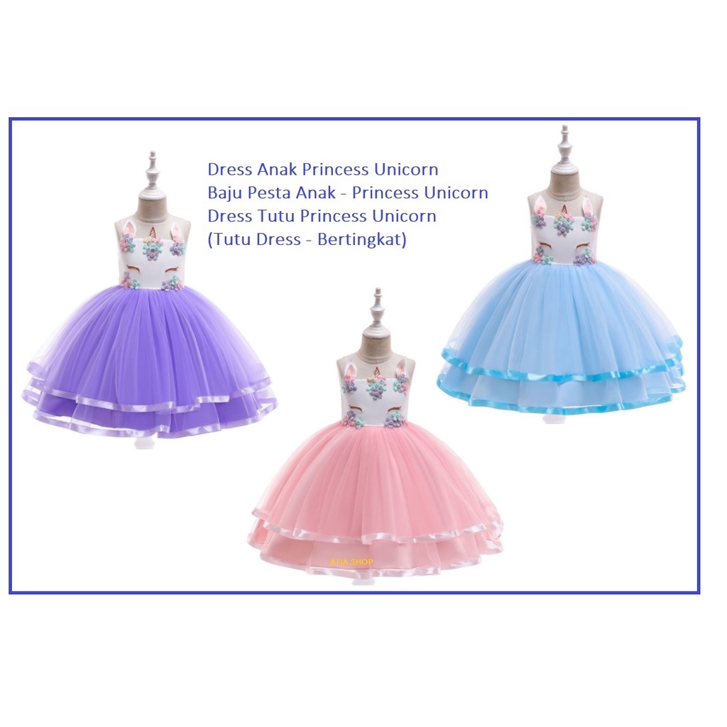 Gaun Pesta Anak-Dress Tutu Anak Unicorn-Baju Pesta Anak Perempuan Unicorn-Dress Tutu Tingkat-Kostum 