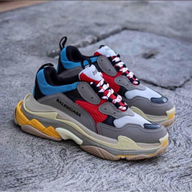 Sepatu Balenciaga Triple S Blue Grey Red Black