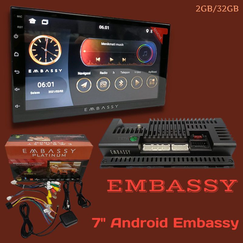 Head Unit Andoroid 7INCH Embassy Platinum Ram 2GB Rom 32GB