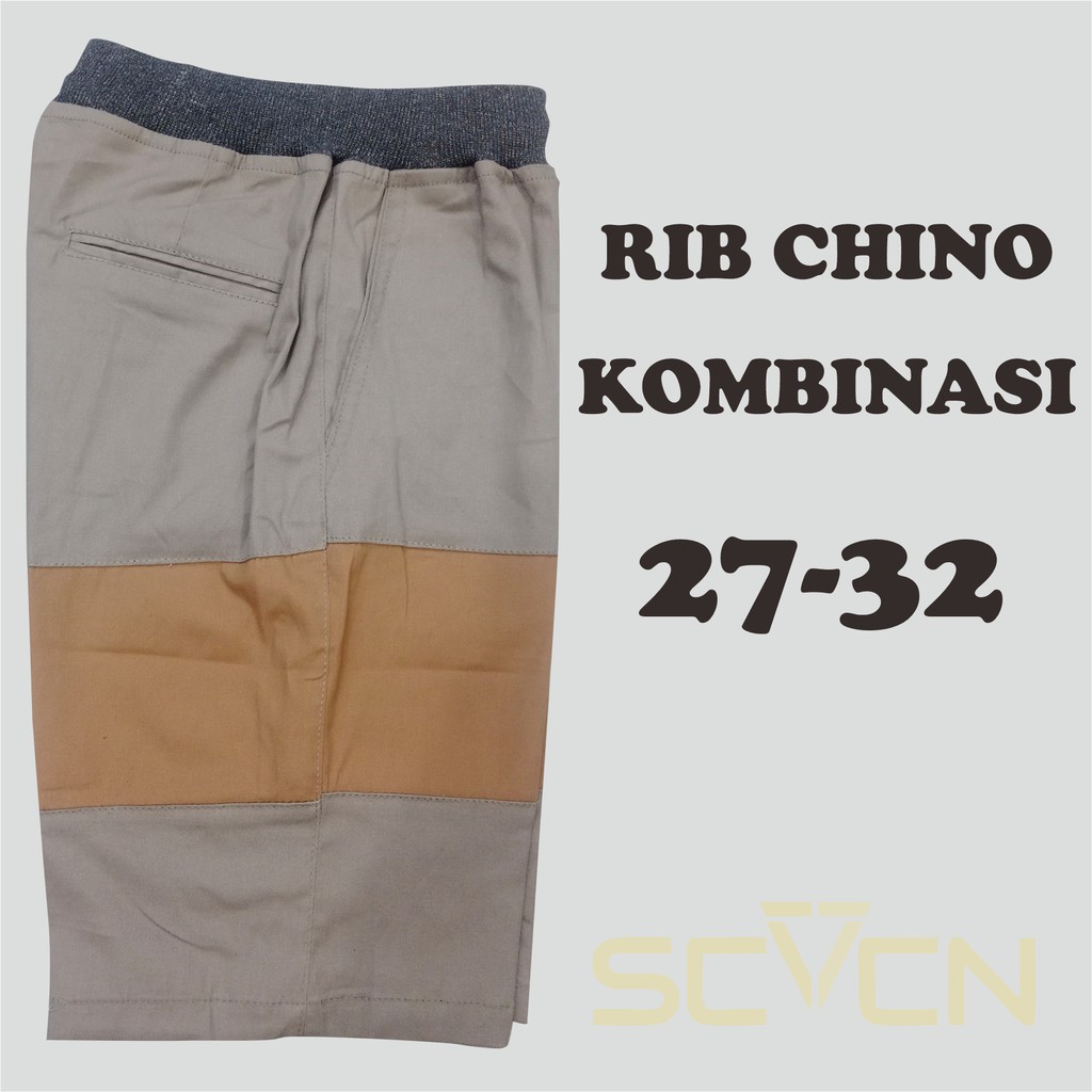 Celana Chino Pendek Rib Kombinasi pria