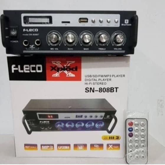 Promo Terbaru!!! Power Amplifier SN 808 BT Fleco AC DC Bluetooth USB FM SD Mp3 Remote Berkualitas