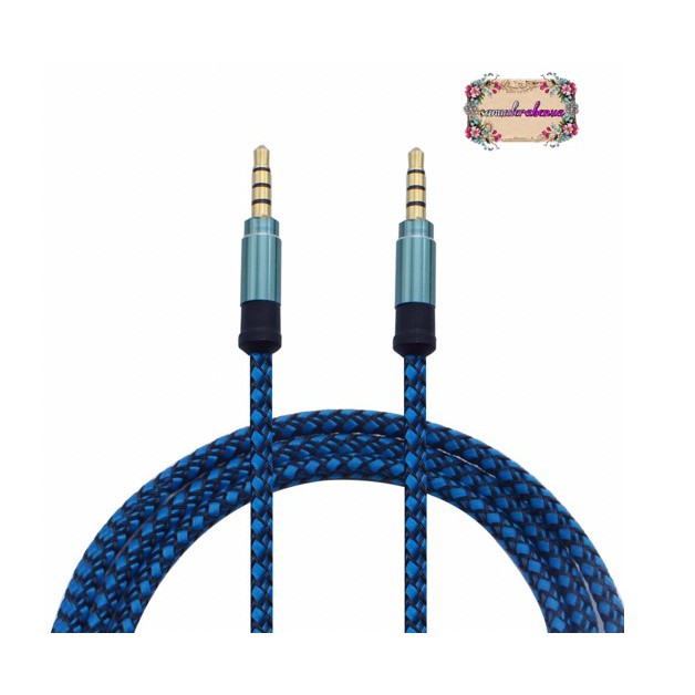 BM104 DIINAMI KABEL CABLE AUX AUDIO 1 KE 1 JACK 3.5MM TO 3.5MM BAHAN TALI SEPATU SEKUAT BAJA 1 DAN 2 METER