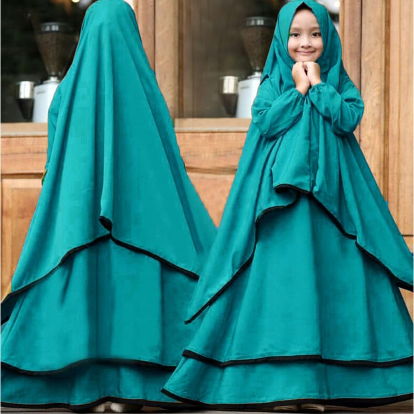 FMJ 246 Gamis Syari Ramadhani Kid Tosca Pakaian Baju Anak Perempuan Wanita Cewek Serena Muslim Hijab