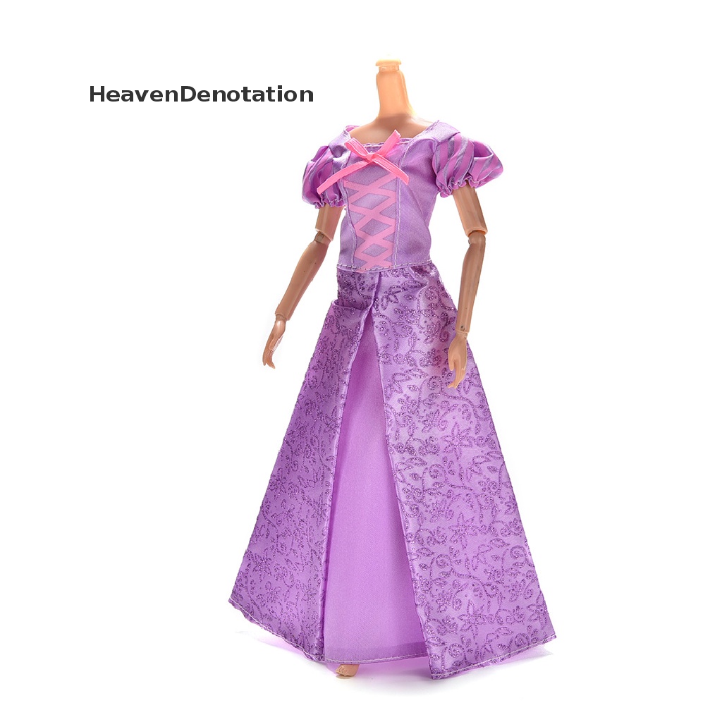 1pc Dress Pernikahan Warna Ungu Untuk Boneka Barbie Tangled