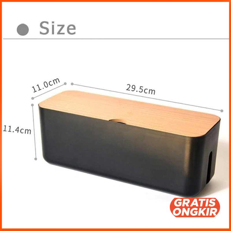 Kotak Kayu Organizer Manajemen Kabel Charger FT 100