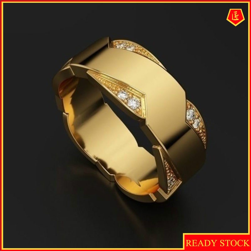 [Ready Stock]Fashion 18K Gold Diamond Ring Refined Personalized