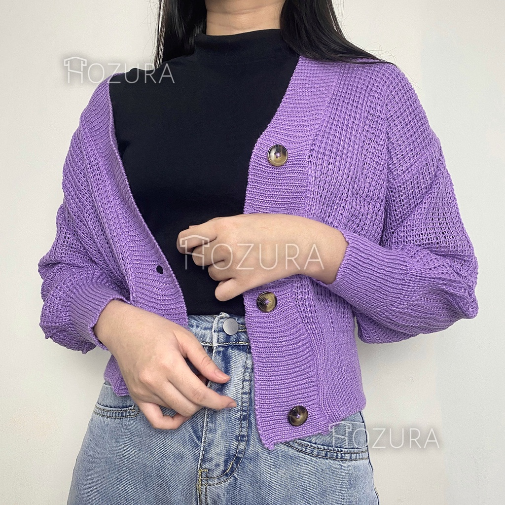 Hozura - Cardigan Rajut Wanita Crop Allea - [PREMIUM] Cardigan Rajut Tebal Gate 7 // Cardi Kancing 3